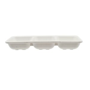 Ceramic-finish Frosty Surface Korean Triple-section Sauce Dish