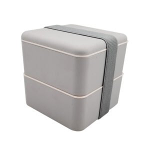 1200ml 2-layer Recycled PET Lunch box in Square Shape with Elastic band