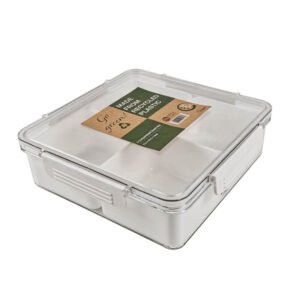 4-Compartment Food Storage Container with Transparent RPET Outer Shell & 4 PP Box Inserts with Lock Lid