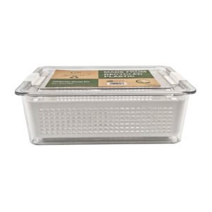 RPET Eco-Friendly Clear Storage Bin with 1 Removable Strainer Insert and lock at 2 ends