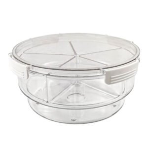 Clear rPET Round Food Storage Container with Bottom Ice Container for Fresh-keeping, With 5 removable inner box, Lid with 4 PP locks