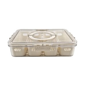 RPET Eco-Friendly Clear Storage Bin with 4 Long Removable Strainer Insert and Lid with Lock & Folding Handle