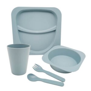 5-Piece BPA-Free Kids Dining Set: Bowl, Plate, Cup, Fork & Spoon, Dishwasher & Microwave Safe, Food-Grade RPET Plastic, Odor-Free