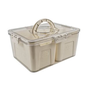RPET Eco-Friendly Clear Storage Bin with 4 Removable Strainer Insert and Lid with Lock & Folding Handle