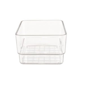 Stackable Clear rPET Storage Tray - Square Design for Desk Organization
