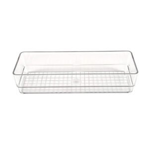 Stackable Clear rPET Storage Tray - Rectangular Design for Desk Organization