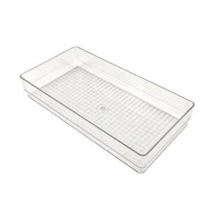 Stackable Clear rPET Storage Tray - Rectangular Design for Desk Organization