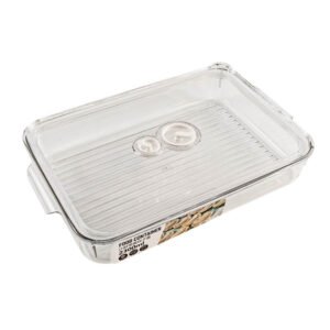 rPET Eco-Friendly Clear Rectangular 2300ml Food Container with Integrated Handles, Non-Stick Base & Date Tracker on Lid