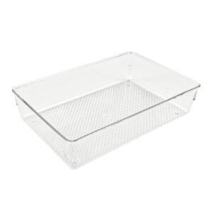 Stackable Clear rPET Storage Tray - Rectangular Design for Desk Organization