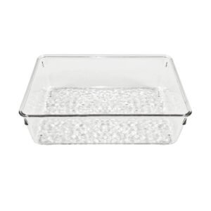 Stackable Clear rPET Storage Tray - Rectangular Design for Desk Organization