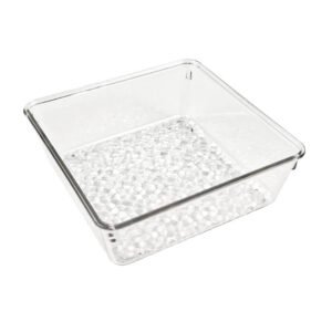 Stackable Clear rPET Storage Tray - Square Design for Desk Organization