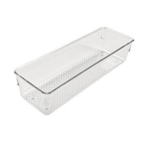 Stackable Clear rPET Storage Tray - Rectangular Design for Desk Organization