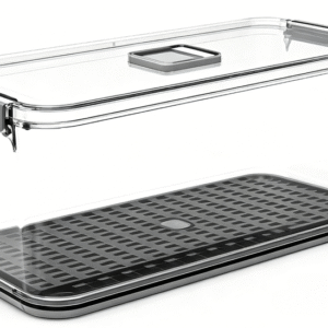6000ml rPET Eco-Friendly Clear Rectangular Food Container with Lock, Removable straining insert & valve on Lid